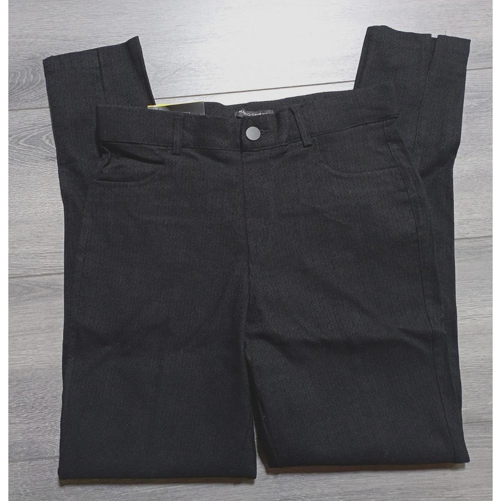 Mario Serrani Textured Pull On Pant Womens Small Black Ankle 1806647